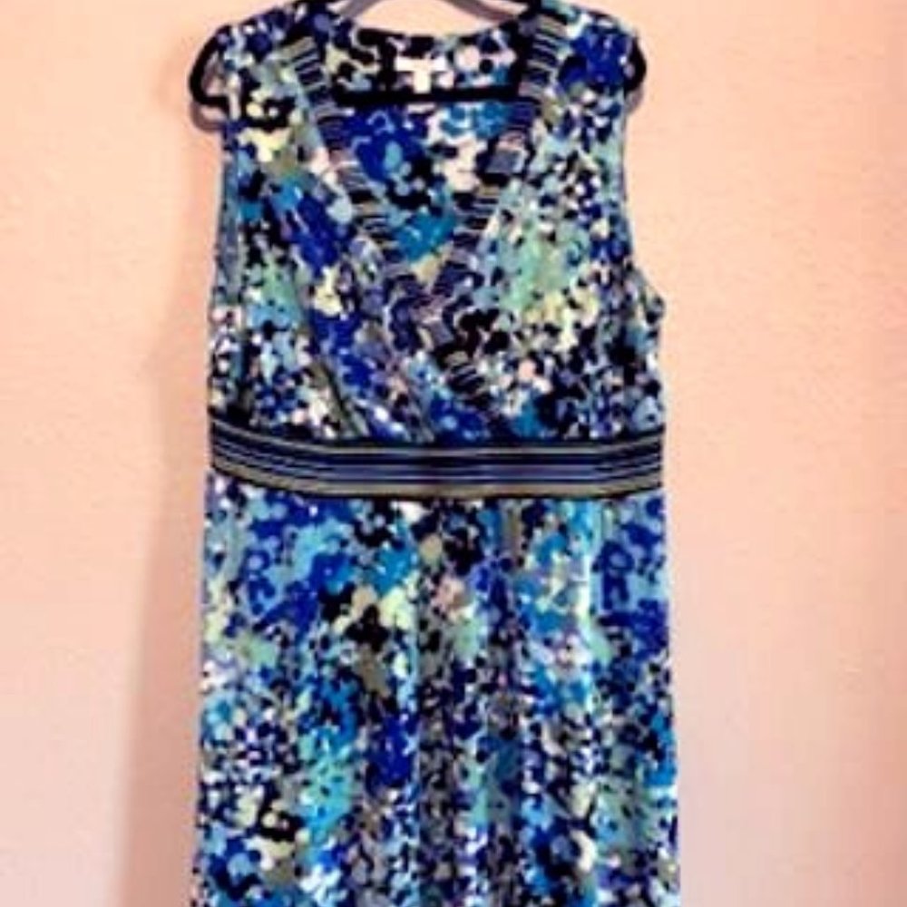 Lane Bryant Maxi Dress  Print and Strip V-Neck